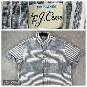 J Crew Baird McNutt Irish Linen Striped Shirt Men S Button-Down Short Sleeve